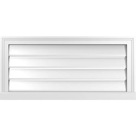 Ekena Millwork Vertical Surface Mount PVC Gable Vent: Functional, w/ 2"W x 2"P Brickmould Sill Frame, 34"W x 16"H GVPVE34X1603SF